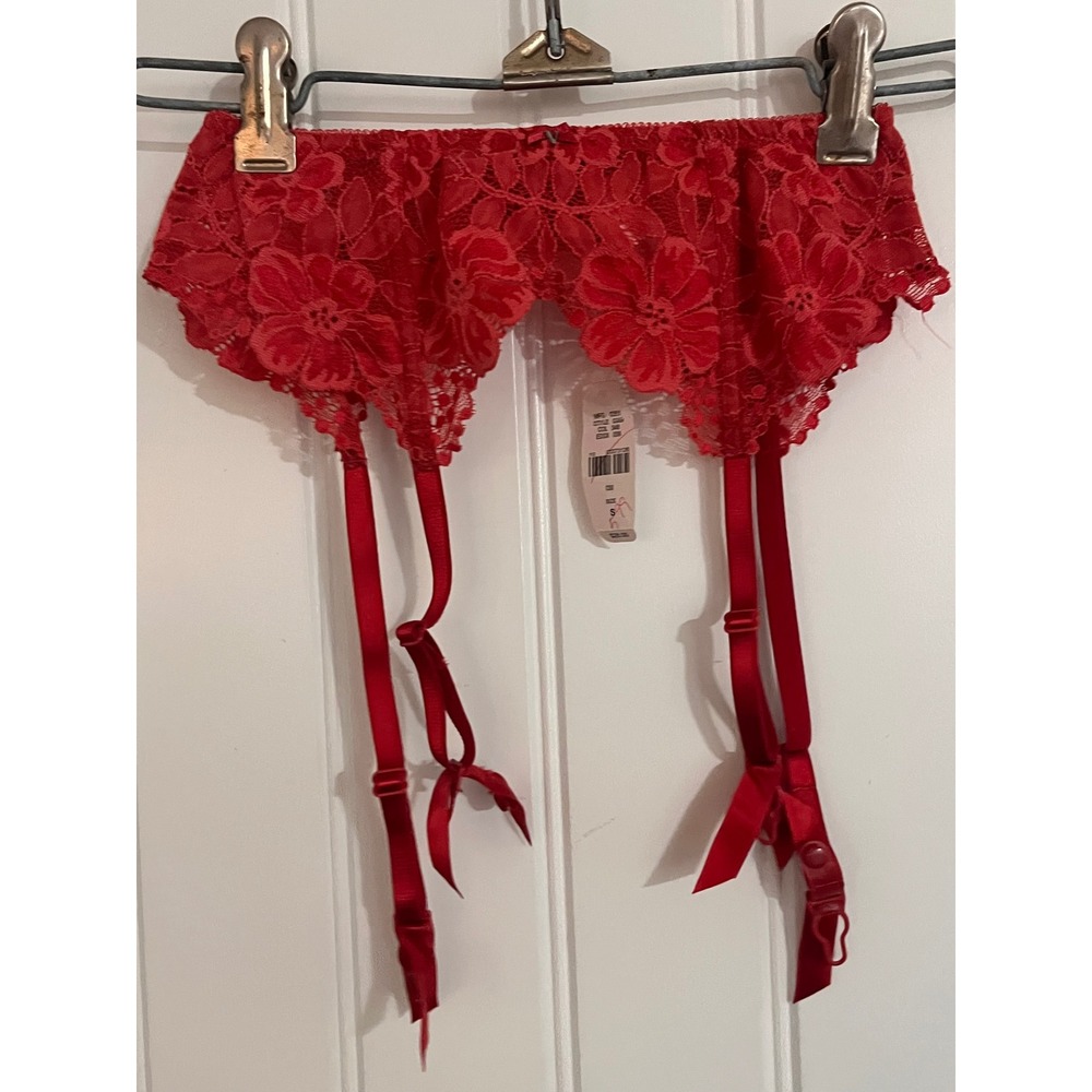 Vintage Deadstock New Victoria's Secret‎ Red Lace Garter Belt Small Sexy